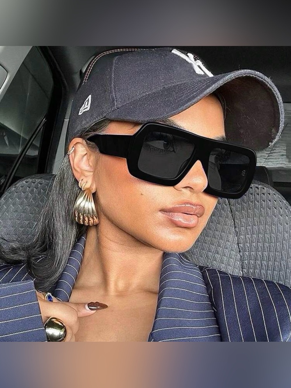 Black Oversized Square Sunglasses - Women Accessories
